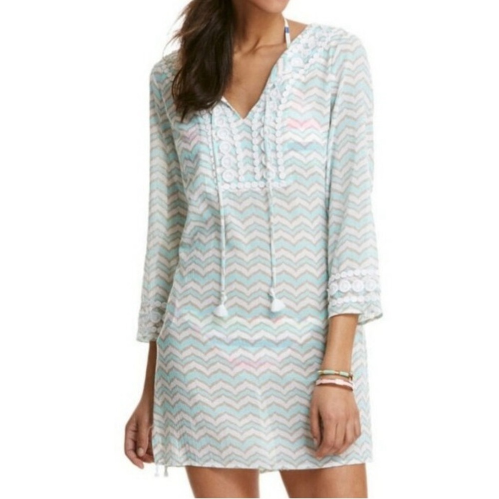 Vineyard Vines Chevron Stripe Bathing Suit Tunic Cover-Up Shirt XL